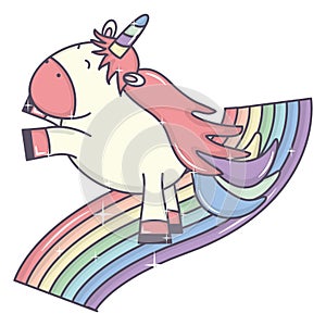 Cute adorable unicorn and rainbow