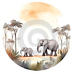 Cute africa wild nature with elephant , concept of Biodiversity conservation, created with Generative AI technology