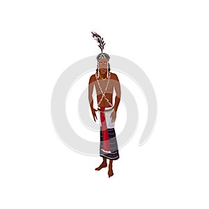 Cute african aborigine man with cute feather headwear