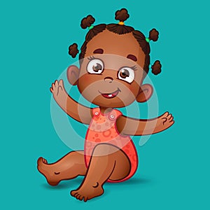 Cute African American baby girl. Happy Child With