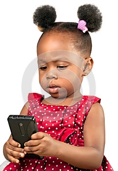 cute african american girl with mobile phone