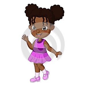 Cute african american girl waving hand