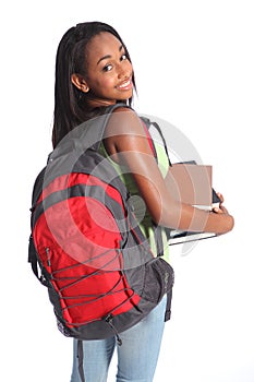 Cute African American high school student girl