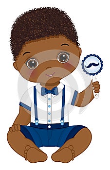 Cute African American Little Man with Rattle