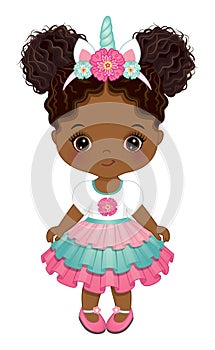 Cute African American Little Unicorn Baby Girl