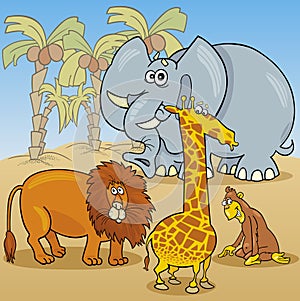 Cute african animals cartoon illustration