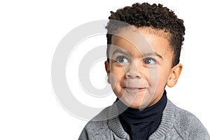 Cute afro american kid with naughty facial expression