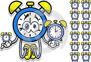 Cute Alarm Clock Character Vector Set