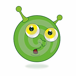 Cute alien, head funny character flat illustration/ Alien face icons.