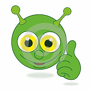 Cute alien, head funny character flat illustration/ Alien face icons.