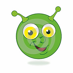 Cute alien, head funny character flat illustration/ Alien face icons.