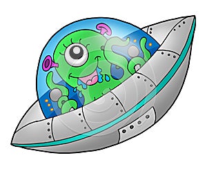 Cute alien in spaceship