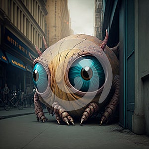Cute alien on the street downtown