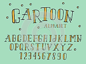 Cute alphabet letters font and number. Classic cartoon Lettering Designs. Typography fonts uppercase photo