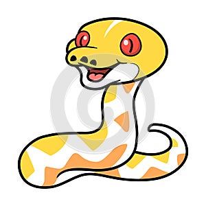 Cute amelanistic reticulated python cartoon