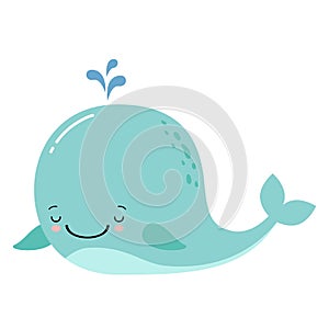 Cute amusing whale, prints image, vector illustration