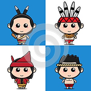 Cute ancient warrior character set