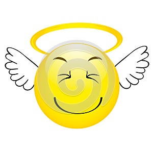 Cute angel emoticon with wings, emoji, smiley