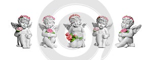 Angel figurines isolated on white