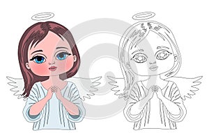 cute angel girl child , angel child cute , illustration