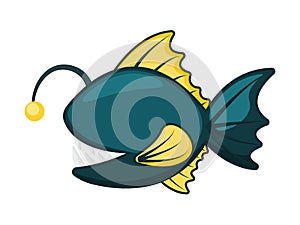 Cute Angler Fish Sea Animals Animated Icon PNG Illustration
