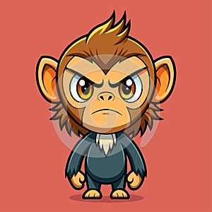 Cute angry baby monkey AI