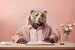 a cute angry bear as a boss, created with Generative AI technology