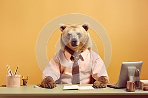 a cute angry bear as a boss, created with Generative AI technology