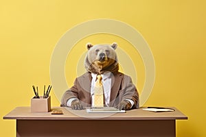 a cute angry bear as a boss, created with Generative AI technology