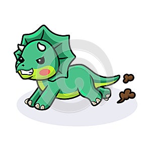 Cute angry little triceratops dinosaur cartoon