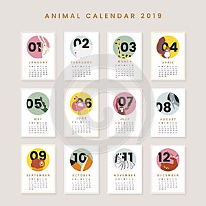 Cute animal calendar mockup