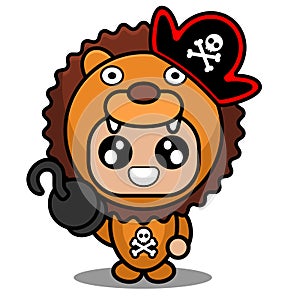 Pirate lion animal mascot costume