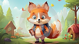 cute animal characters going back to school illustration
