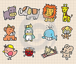 Cute animal element, hand draw icon