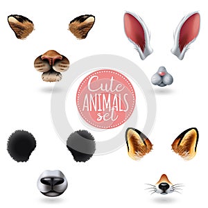 Cute Animal Faces Icon Set