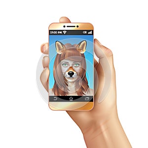 Cute Animal Faces Smartphone Mobile App Composition