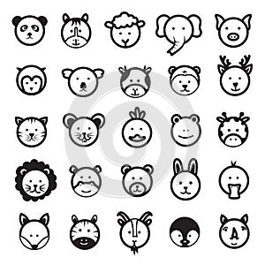 Cute Animal Faces Vector Set