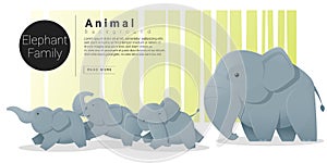 Cute animal family background with Elephants