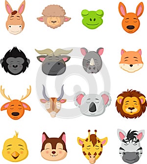 Cute animal head cartoon collection