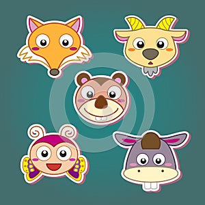 cute animal head icon