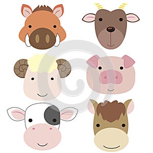 Cute animal head icon05