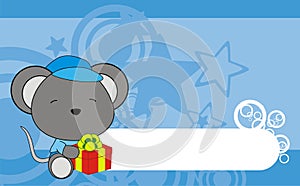 Cute baby mouse holding gift box cartoon background