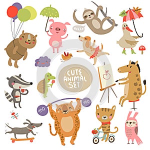 Cute animal set Illustrations with characters