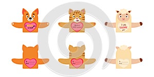 Cute animal Valentines Day gift cards candy holder cards for kids. Great gift option school classroom prizes, gift exchange,