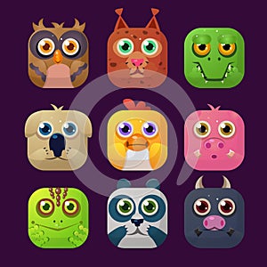 Cute Animal Vector Illustration Icon Set