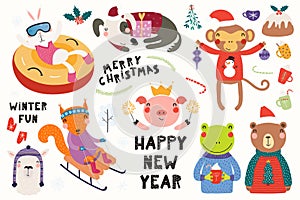 Cute animals Christmas card