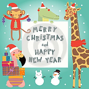 Cute animals Christmas set