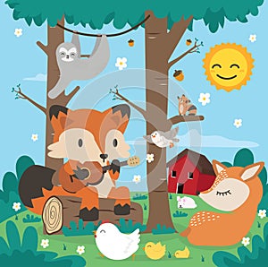 Cute animals forest animals cartoon character