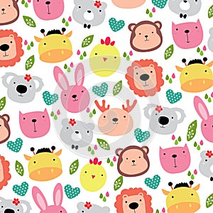 Cute animals head background design