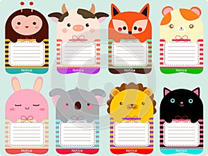 Cute animals note set
